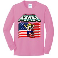 Election 2024 American Flag Maga Man Kids Long Sleeve Shirt