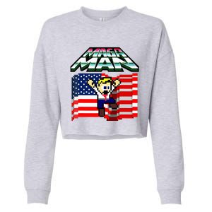 Election 2024 American Flag Maga Man Cropped Pullover Crew