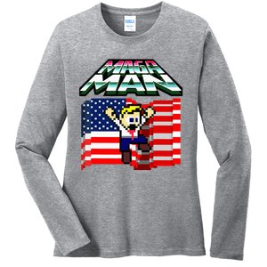 Election 2024 American Flag Maga Man Ladies Long Sleeve Shirt