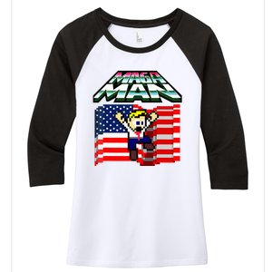 Election 2024 American Flag Maga Man Women's Tri-Blend 3/4-Sleeve Raglan Shirt