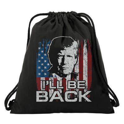 Election 2024 I'll Be Back Trump 2024 Vintage Donald Trump Drawstring Bag