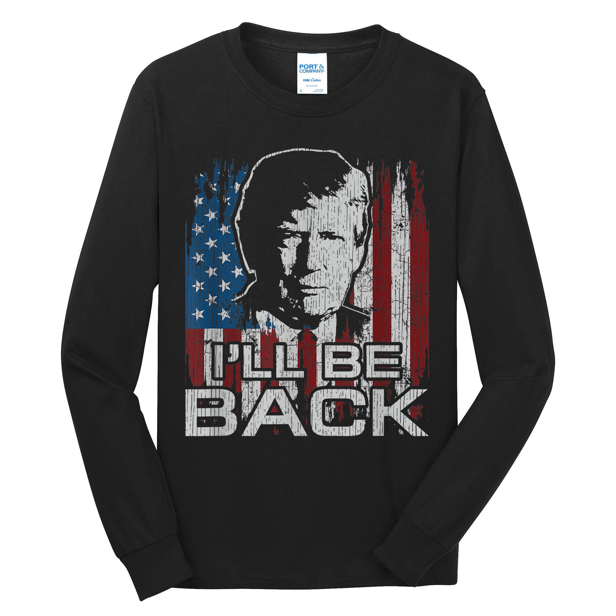 Election 2024 I'll Be Back Trump 2024 Vintage Donald Trump Tall Long Sleeve T-Shirt
