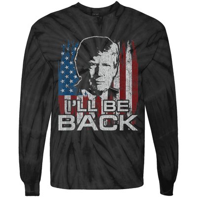 Election 2024 I'll Be Back Trump 2024 Vintage Donald Trump Tie-Dye Long Sleeve Shirt