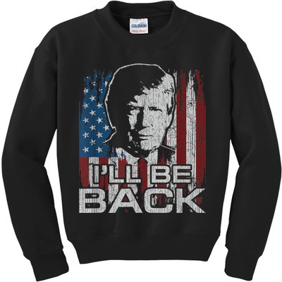 Election 2024 I'll Be Back Trump 2024 Vintage Donald Trump Kids Sweatshirt