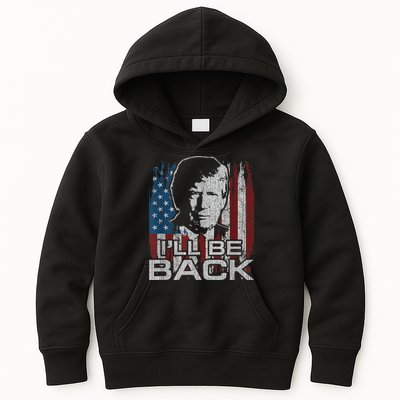 Election 2024 I'll Be Back Trump 2024 Vintage Donald Trump Kids Hoodie