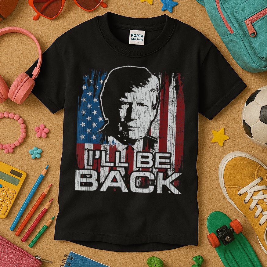 Election 2024 I'll Be Back Trump 2024 Vintage Donald Trump Kids T-Shirt