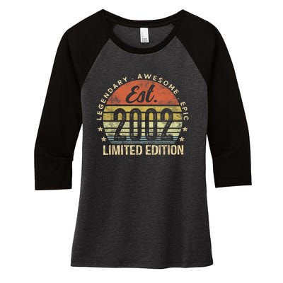 Est 2002 Limited Edition 21st Birthday Gifts 21 Year Old Women's Tri-Blend 3/4-Sleeve Raglan Shirt