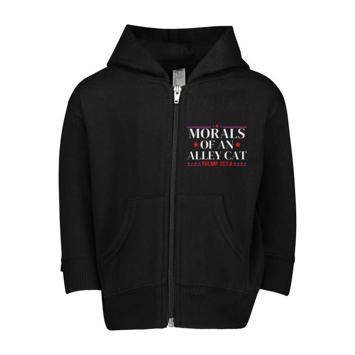 Election 2024 Morals Of An Alley Cat Political Debate Take America Back Maga Toddler Zip Fleece Hoodie