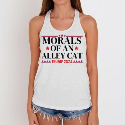 Election 2024 Morals Of An Alley Cat Political Debate Take America Back Maga Women's Knotted Racerback Tank