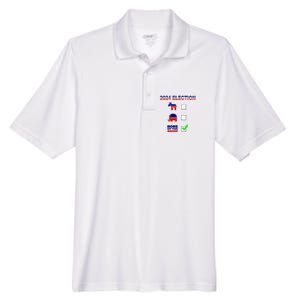 Election 2024 None Of The Above Funny Election Parody Men's Origin Performance Pique Polo