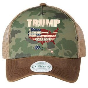 Election 2024 President Trump I Stand Merica Gift Legacy Tie Dye Trucker Hat