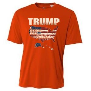 Election 2024 President Trump I Stand Merica Gift Cooling Performance Crew T-Shirt