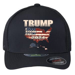 Election 2024 President Trump I Stand Merica Gift Flexfit Unipanel Trucker Cap