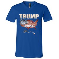 Election 2024 President Trump I Stand Merica Gift V-Neck T-Shirt