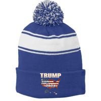 Election 2024 President Trump I Stand Merica Gift Stripe Pom Pom Beanie