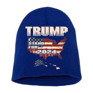 Election 2024 President Trump I Stand Merica Gift Short Acrylic Beanie