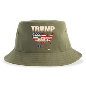 Election 2024 President Trump I Stand Merica Gift Sustainable Bucket Hat