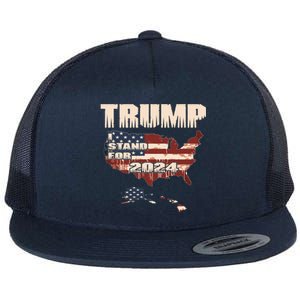 Election 2024 President Trump I Stand Merica Gift Flat Bill Trucker Hat