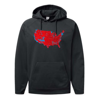 Election 2024 Results Map Trump Wins Counties Performance Fleece Hoodie