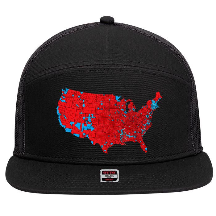 Election 2024 Results Map Trump Wins Counties 7 Panel Mesh Trucker Snapback Hat