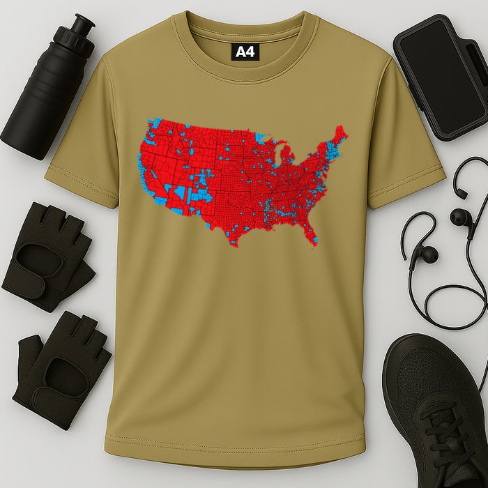 Election 2024 Results Map Trump Wins Counties Cooling Performance Crew T-Shirt