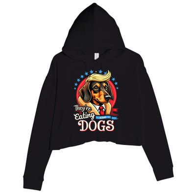 Election 2024 Retro They’Re Eating The Dogs Crop Fleece Hoodie