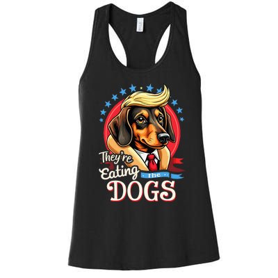 Election 2024 Retro They’Re Eating The Dogs Women's Racerback Tank