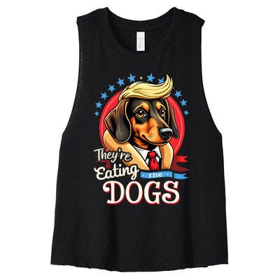 Election 2024 Retro They’Re Eating The Dogs Women's Racerback Cropped Tank