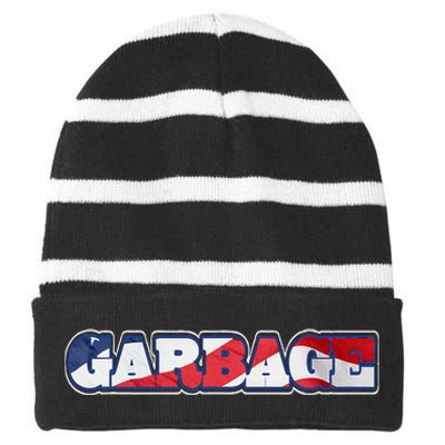 Election 2024 Trump Vance Garbage Republicans Politics Striped Beanie with Solid Band