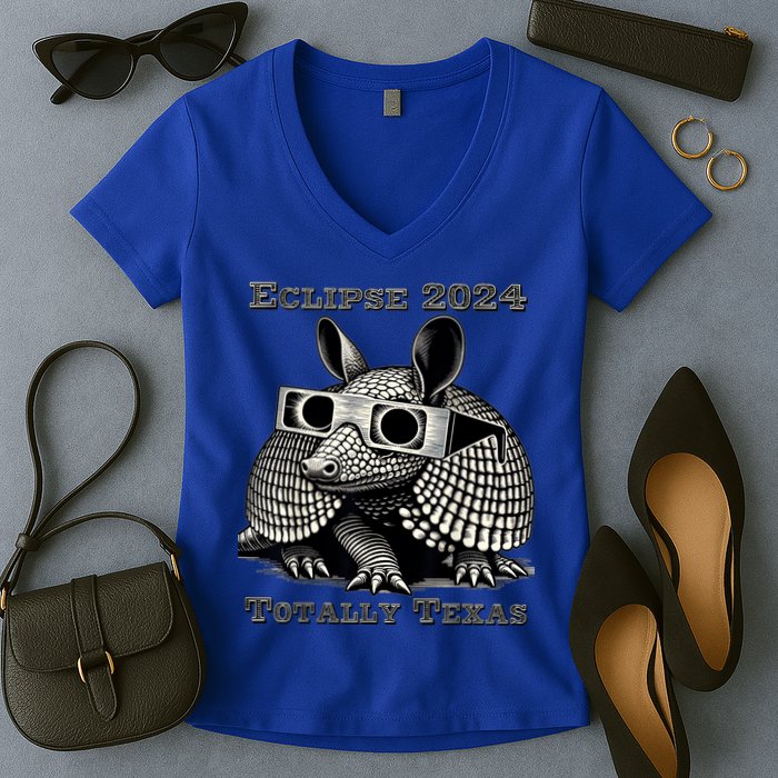Eclipse 2024 Totally Texas Women's V-Neck T-Shirt