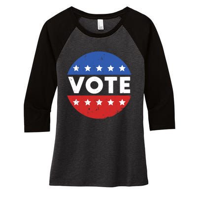 Election 2024 Voter Vintage Button Women's Tri-Blend 3/4-Sleeve Raglan Shirt