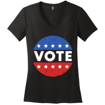 Election 2024 Voter Vintage Button Women's V-Neck T-Shirt