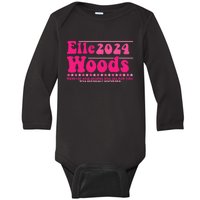 Elle 2024 Woods Funny Pink Text Apparel Baby Long Sleeve Bodysuit