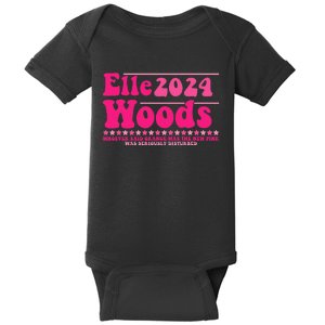 Elle 2024 Woods Funny Pink Text Apparel Baby Bodysuit