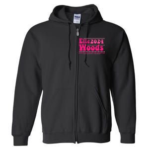 Elle 2024 Woods Funny Pink Text Apparel Full Zip Hoodie