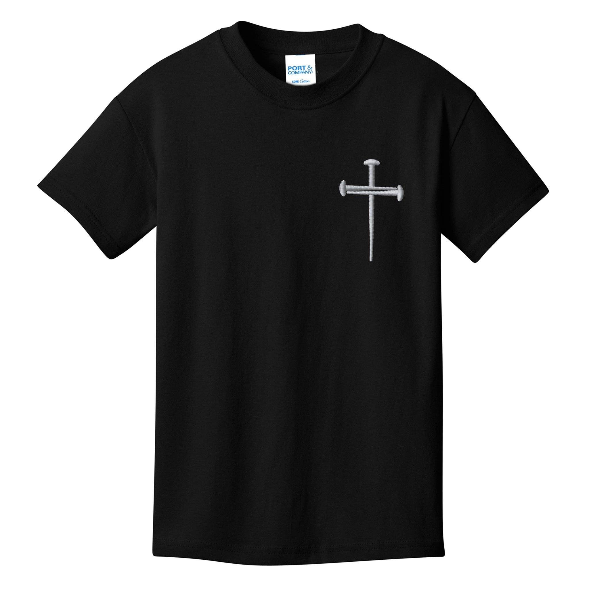 Embroidered 3 Nails Cross Jesus Christ Christian Faith In God Embroidered Kids T-Shirt