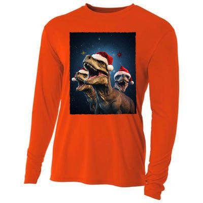 Epic 3 Trex Santa Christmas Trex Gift Cooling Performance Long Sleeve Crew