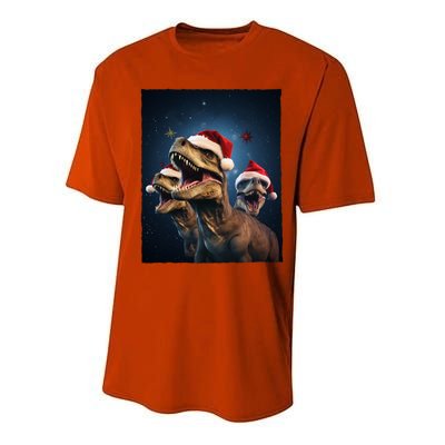 Epic 3 Trex Santa Christmas Trex Gift Performance Sprint T-Shirt