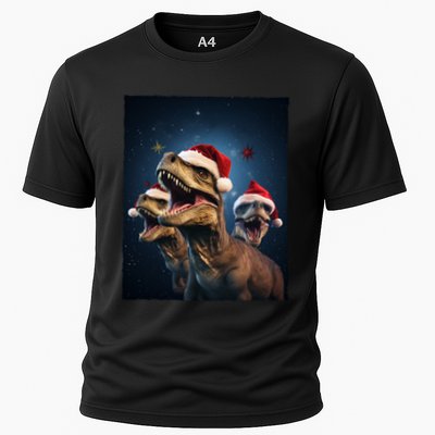 Epic 3 Trex Santa Christmas Trex Gift Performance Shirt