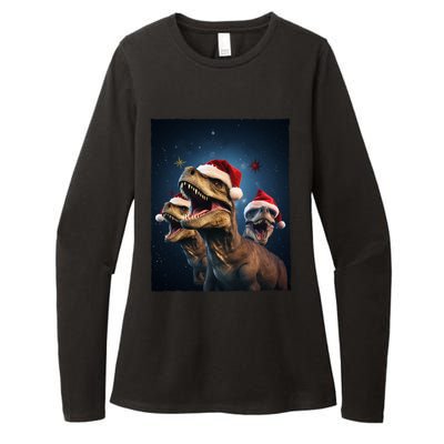 Epic 3 Trex Santa Christmas Trex Gift Womens CVC Long Sleeve Shirt