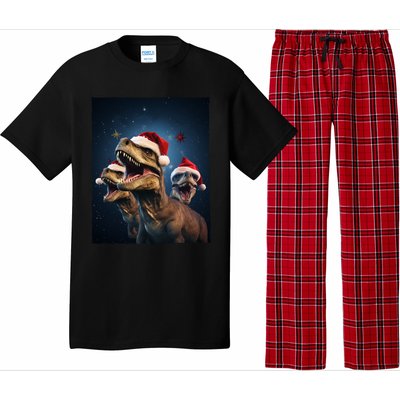 Epic 3 Trex Santa Christmas Trex Gift Pajama Set