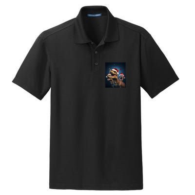 Epic 3 Trex Santa Christmas Trex Gift Dry Zone Grid Polo