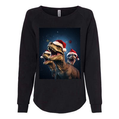 Epic 3 Trex Santa Christmas Trex Gift Womens California Wash Sweatshirt