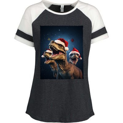 Epic 3 Trex Santa Christmas Trex Gift Enza Ladies Jersey Colorblock Tee