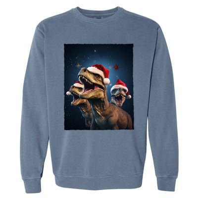 Epic 3 Trex Santa Christmas Trex Gift Garment-Dyed Sweatshirt