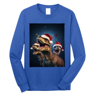 Epic 3 Trex Santa Christmas Trex Gift Long Sleeve Shirt