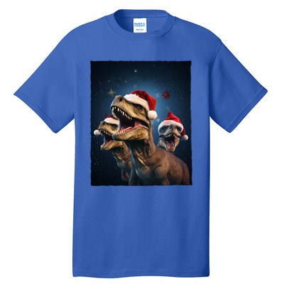 Epic 3 Trex Santa Christmas Trex Gift Tall T-Shirt