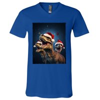 Epic 3 Trex Santa Christmas Trex Gift V-Neck T-Shirt