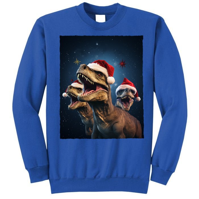 Epic 3 Trex Santa Christmas Trex Gift Tall Sweatshirt