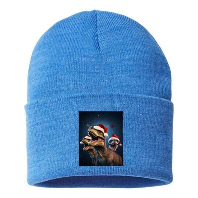 Epic 3 Trex Santa Christmas Trex Gift Sustainable Knit Beanie